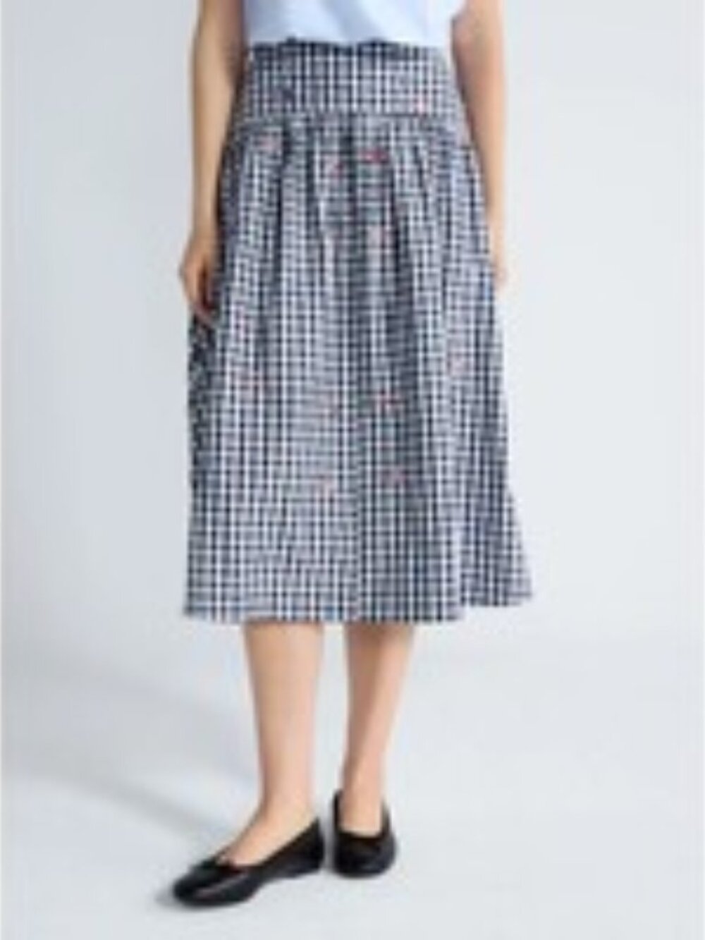 FREE ASSEMBLY Embroidered Cotton Nautical Emby Darkest Navy Midi Skirt Sz 0 NWT